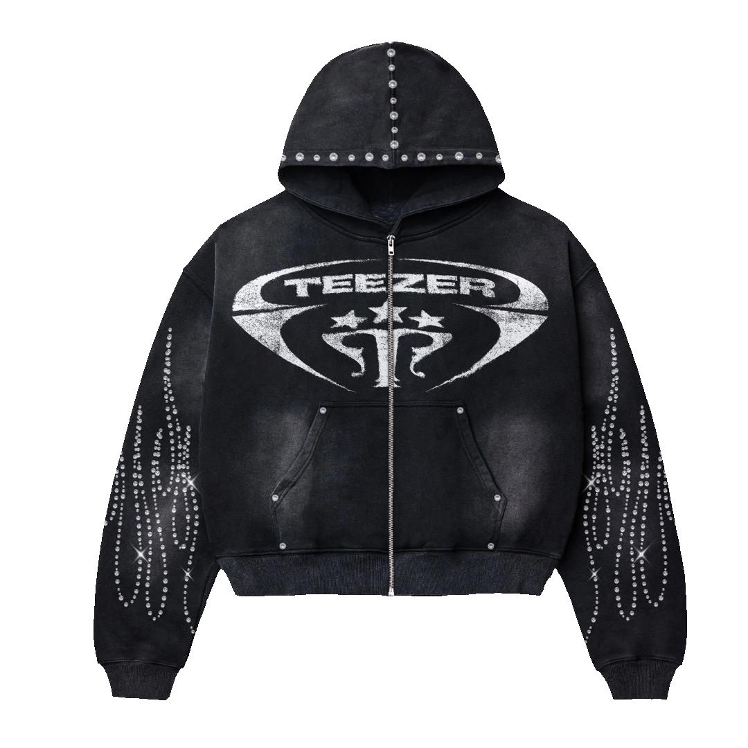 BLACK TEEZER HOODIE ZIP UP